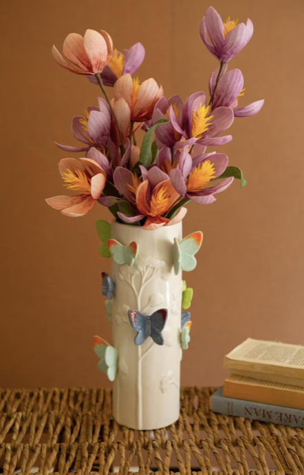 Ceramic Vase with Colorful Butterflies