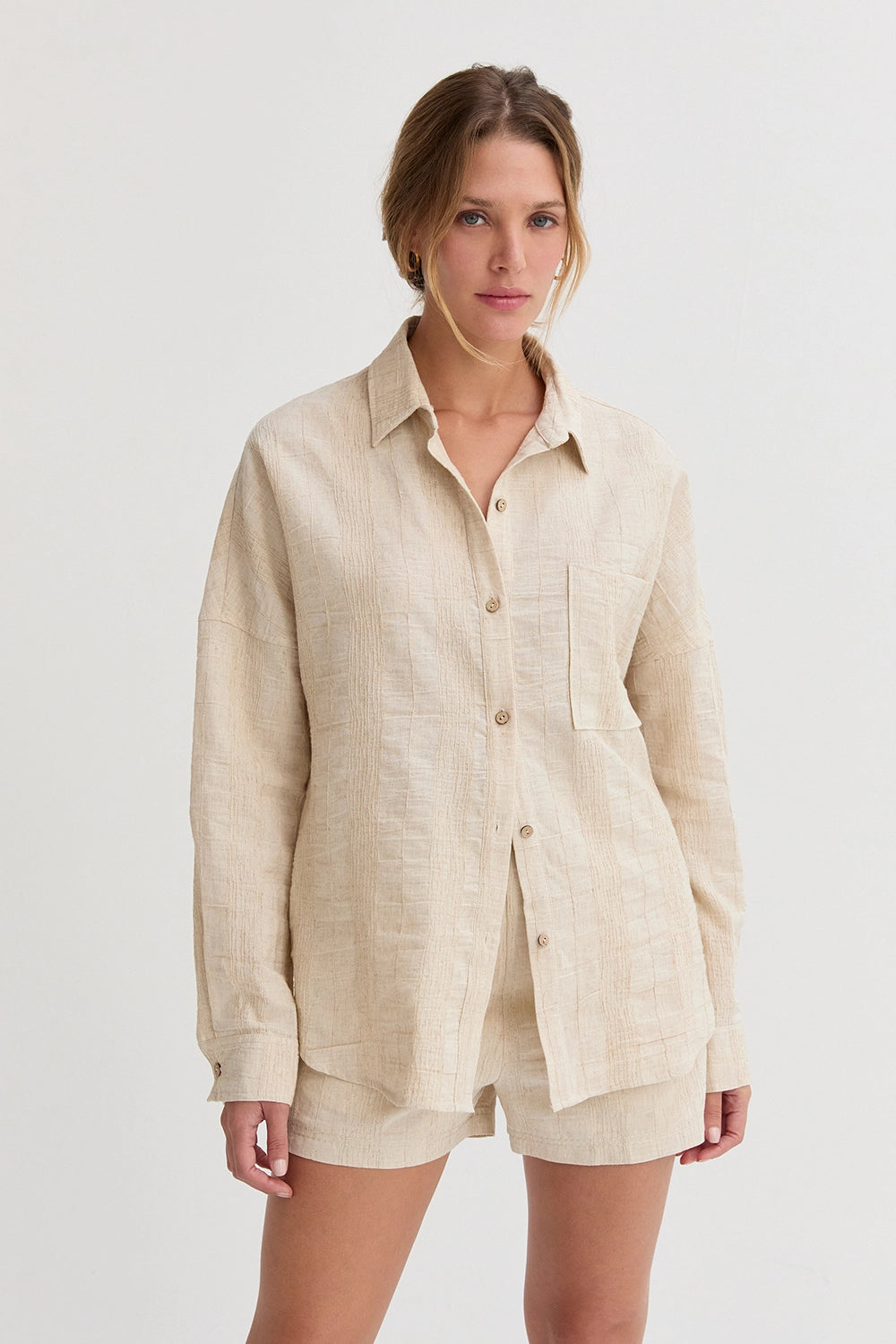 Lara Striped Linen Set Oatmeal