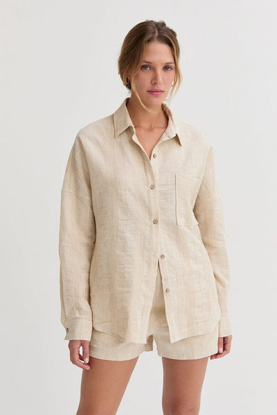 Lara Striped Linen Set Oatmeal