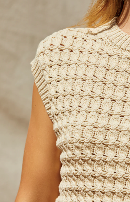 Lexie Cropped Sweater Knit Top Bone