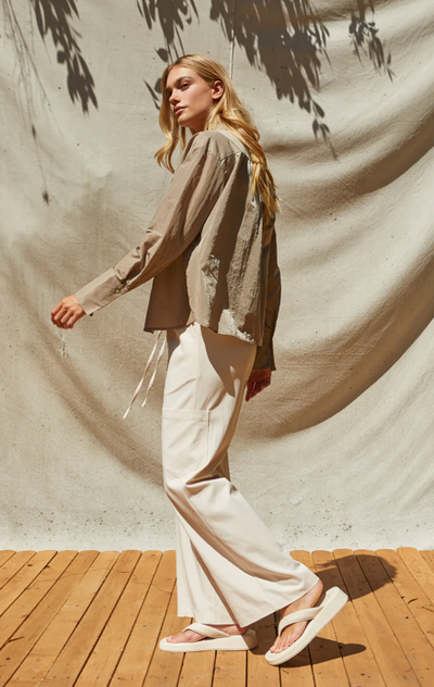 Sasha Button Up Top Taupe