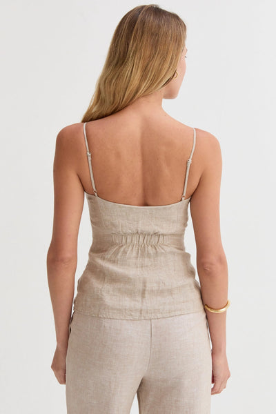 Helen Linen Top Oatmeal