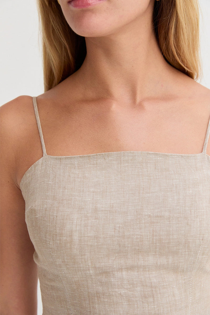 Helen Linen Top Oatmeal