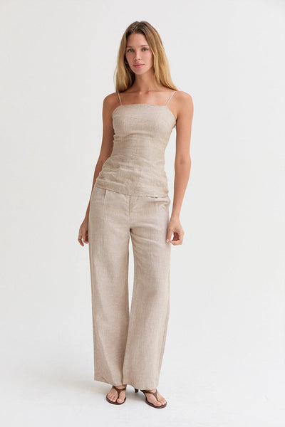 Helen Linen Top Oatmeal