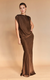 Claire Cowl Neck Crushed Satin Top Espresso
