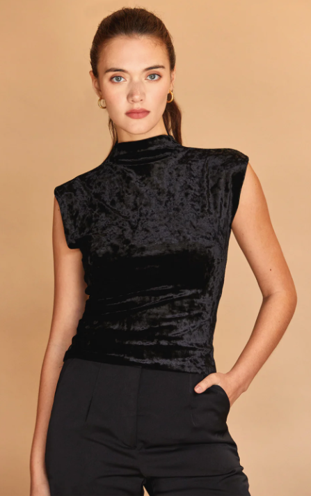 Arlet Crushed Velvet Top Black