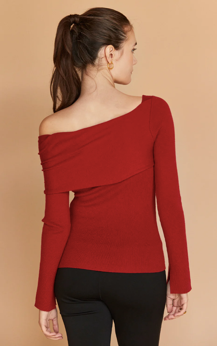 Katia Fold Over Sweater Top Ruby