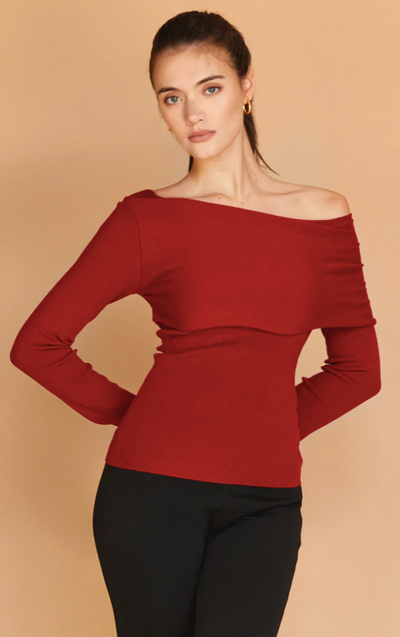 Katia Fold Over Sweater Top Ruby