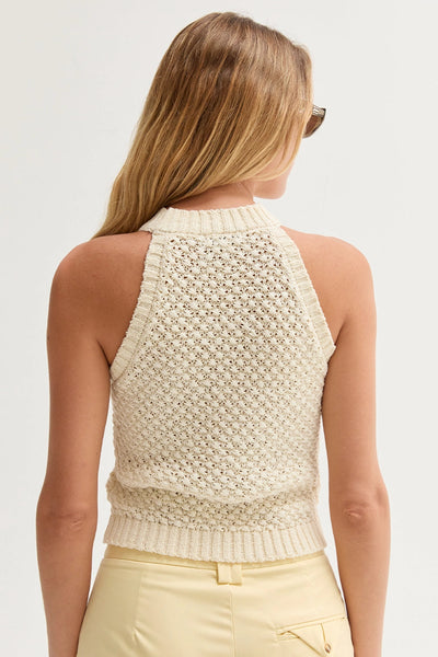 Jemma Basket Weave Halter Top Sand