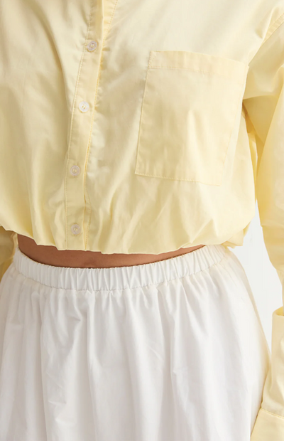 Demi Poplin Bubble Hem Cropped Shirt Lt Yellow