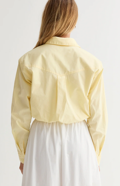 Demi Poplin Bubble Hem Cropped Shirt Lt Yellow