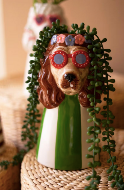 Ceramic Dogs with Sunnies Vase