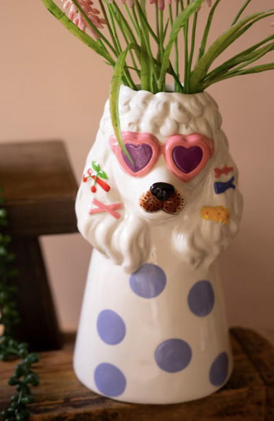 Ceramic Dogs with Sunnies Vase