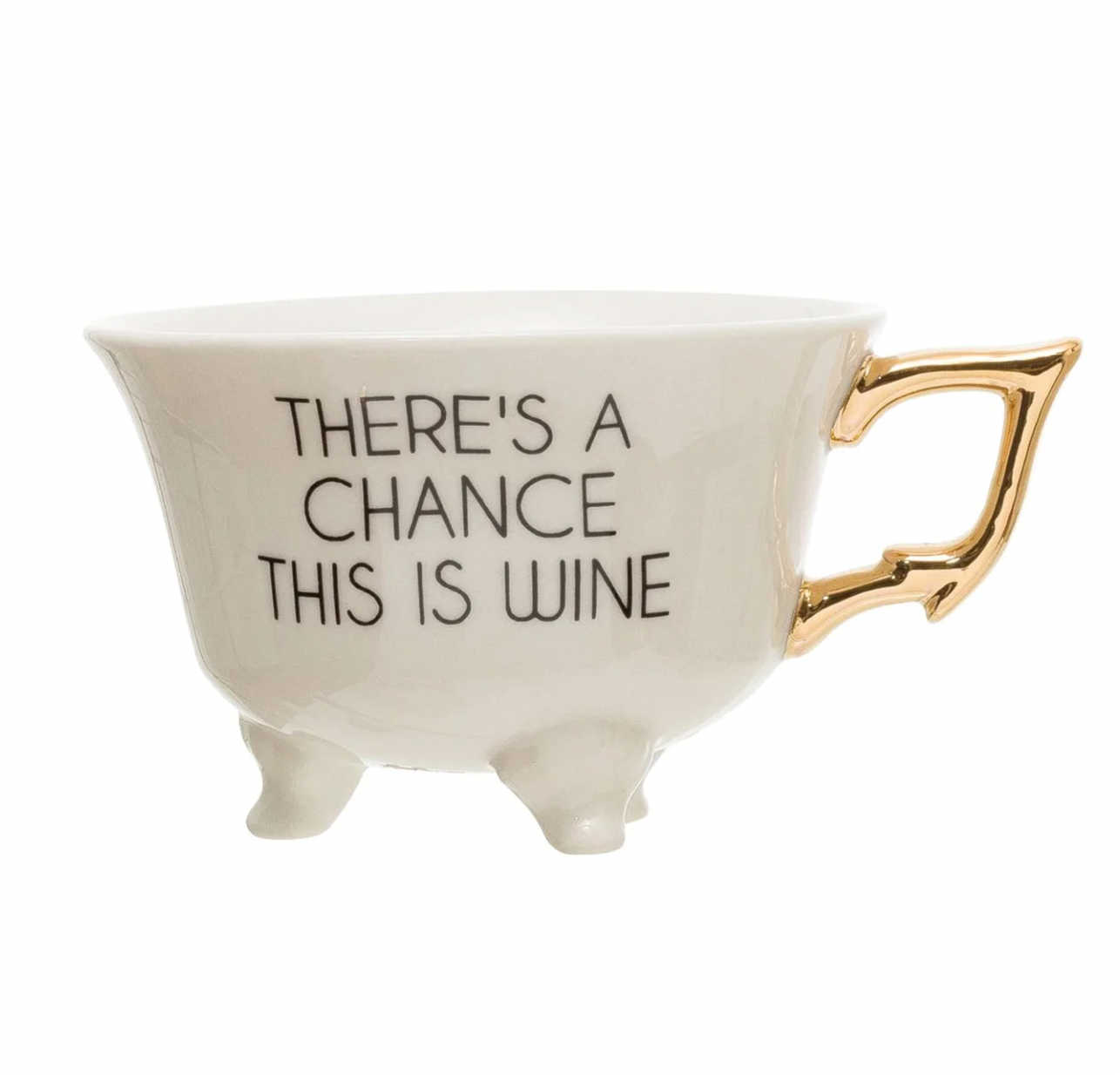 Stoneware Footed Teacup with Saying