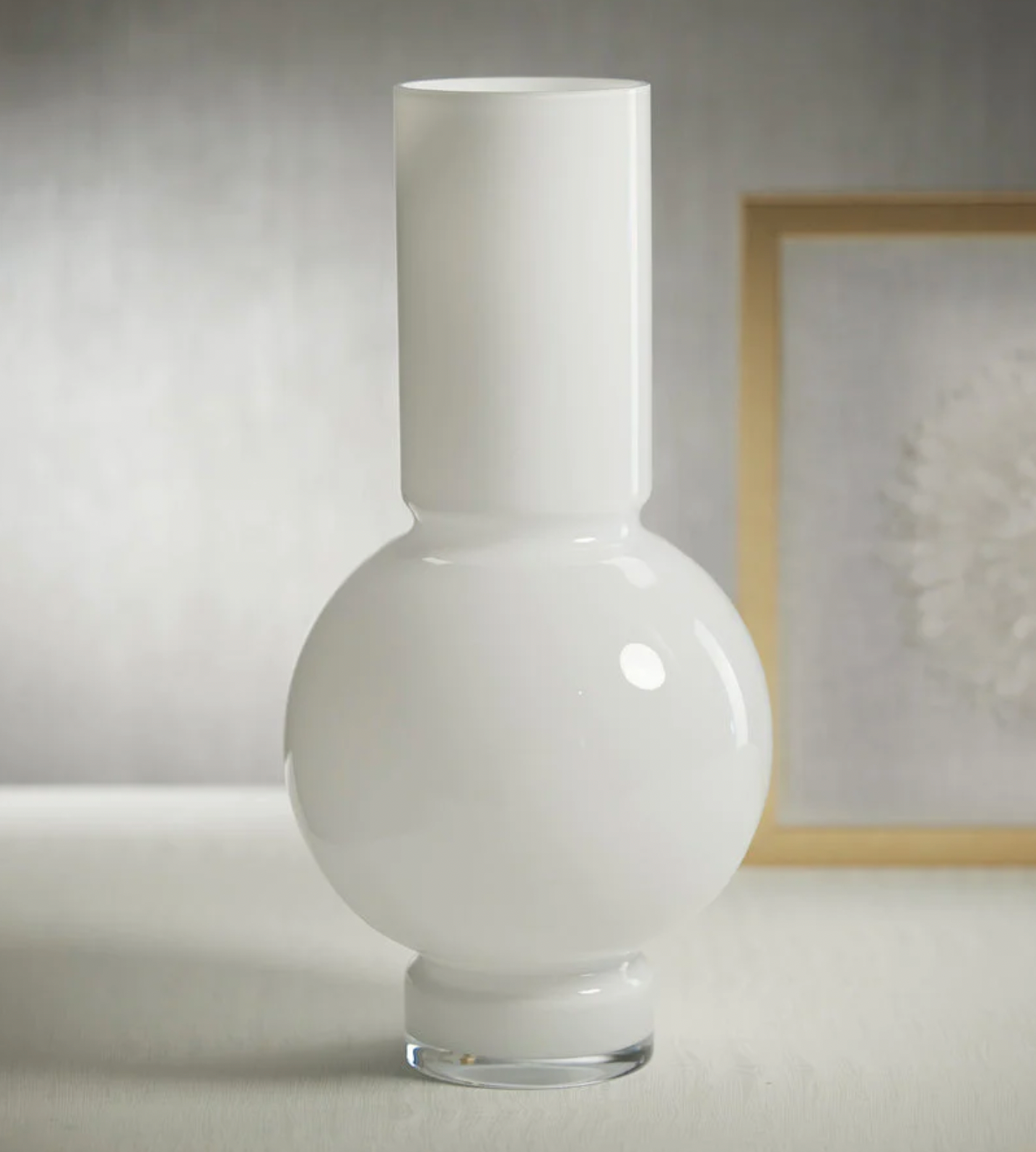 Monceau Glass Vase White Opal