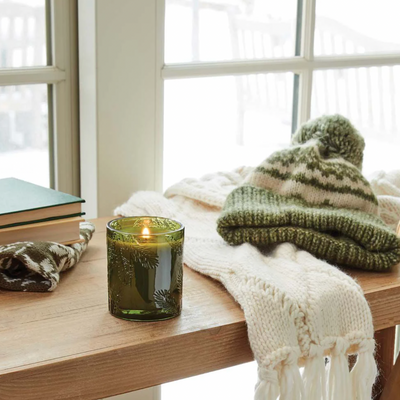 Frasier Fir Candle Molded Green Glass