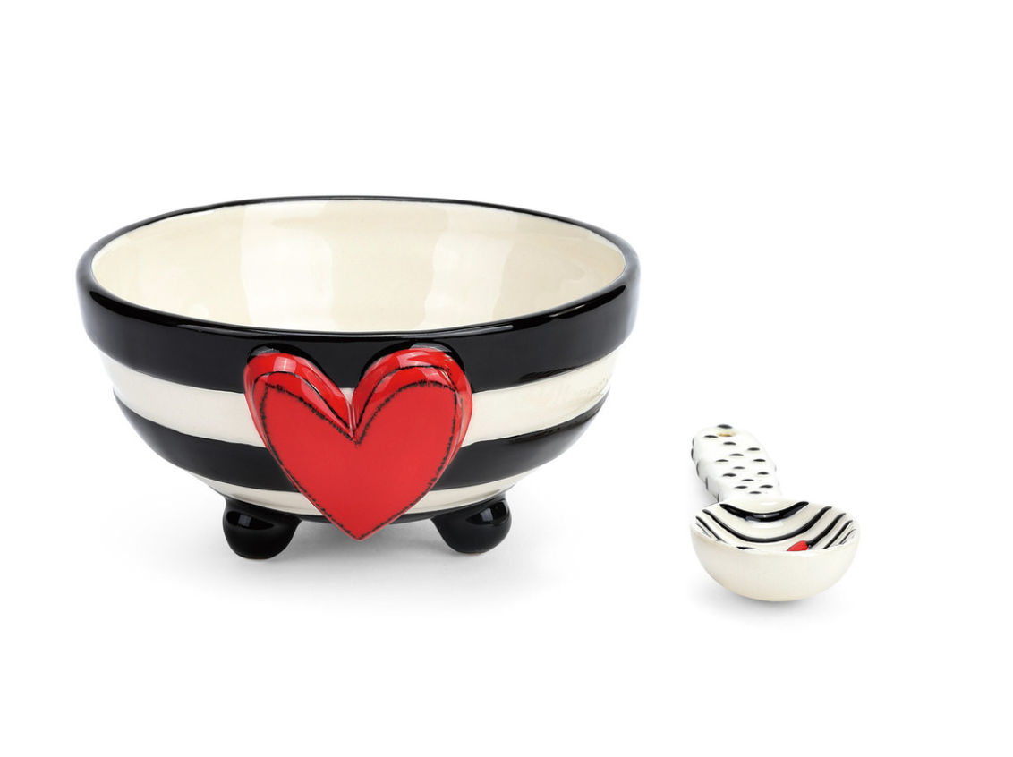 Wide Stripe Candy Bowl with Spoon Set