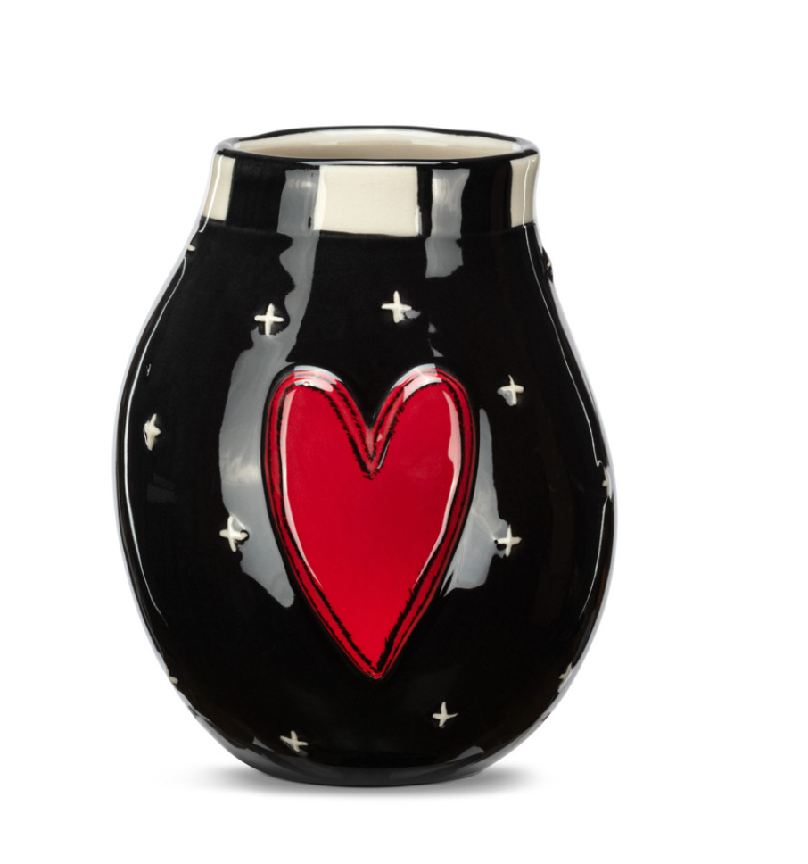 Red Heart and Black Mini Vase
