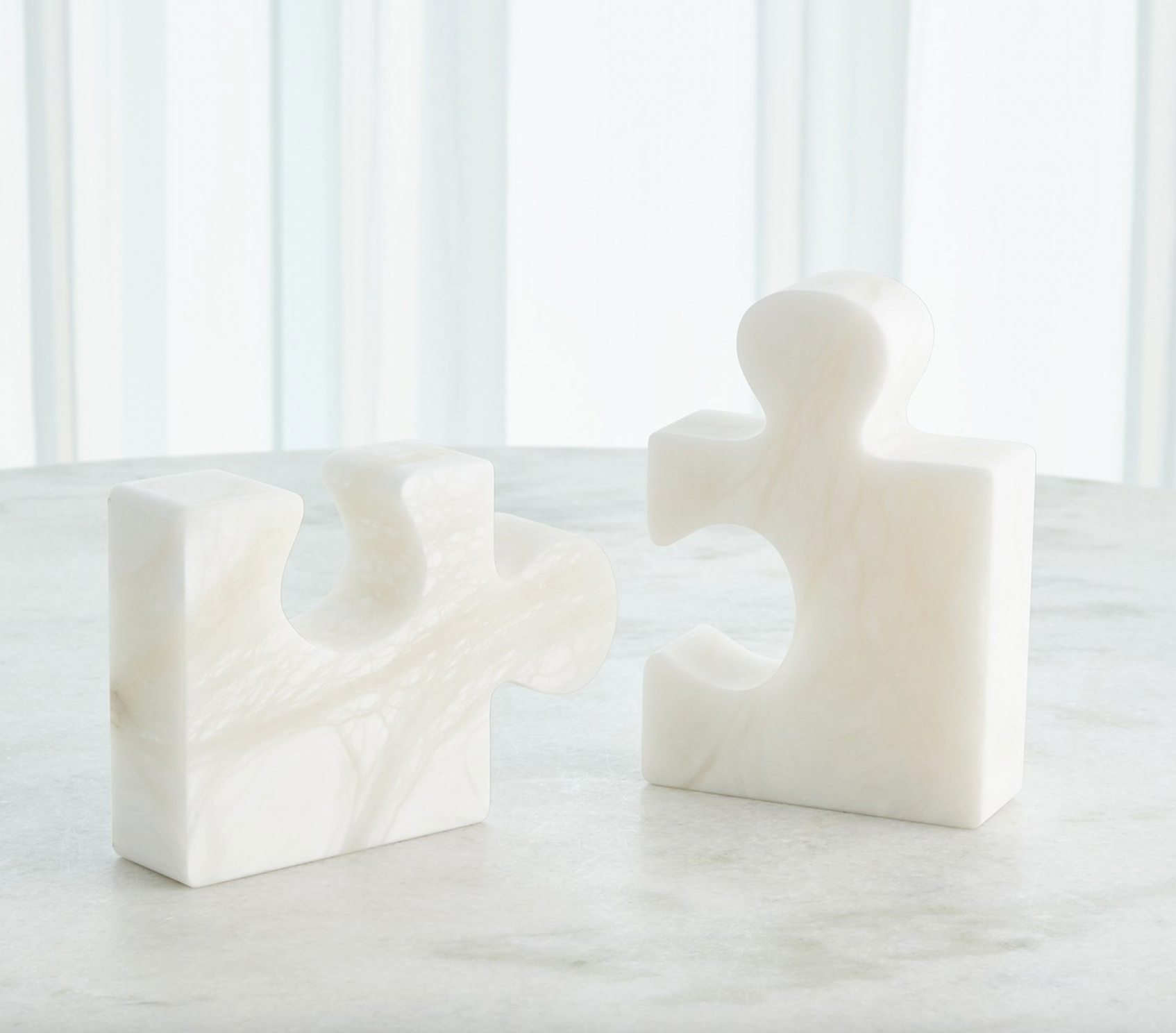 Jigsaw Bookends White