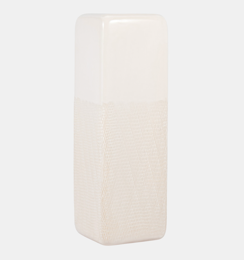 Ceramic Grooved Vase Ivory