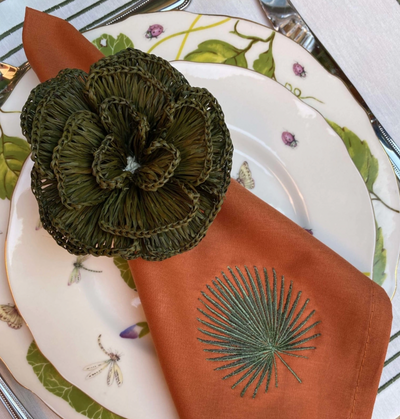Napkin Ring Flower Green
