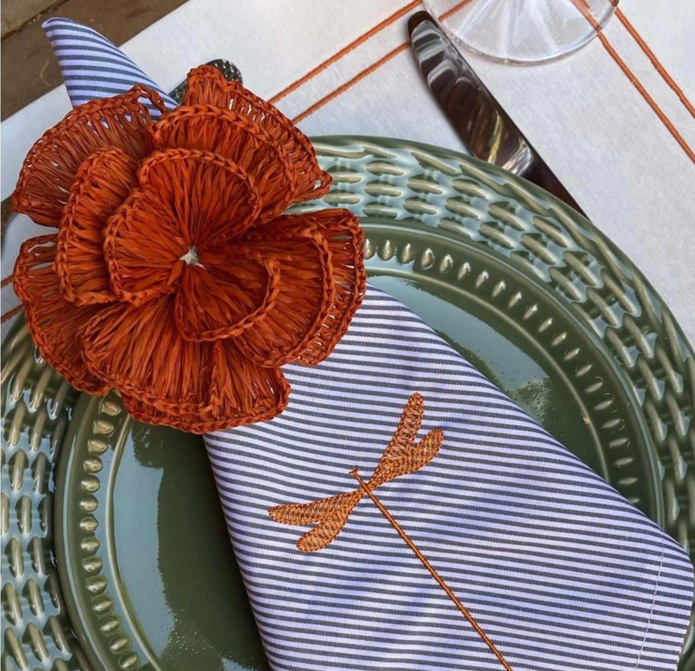 Napkin Ring Flower Orange