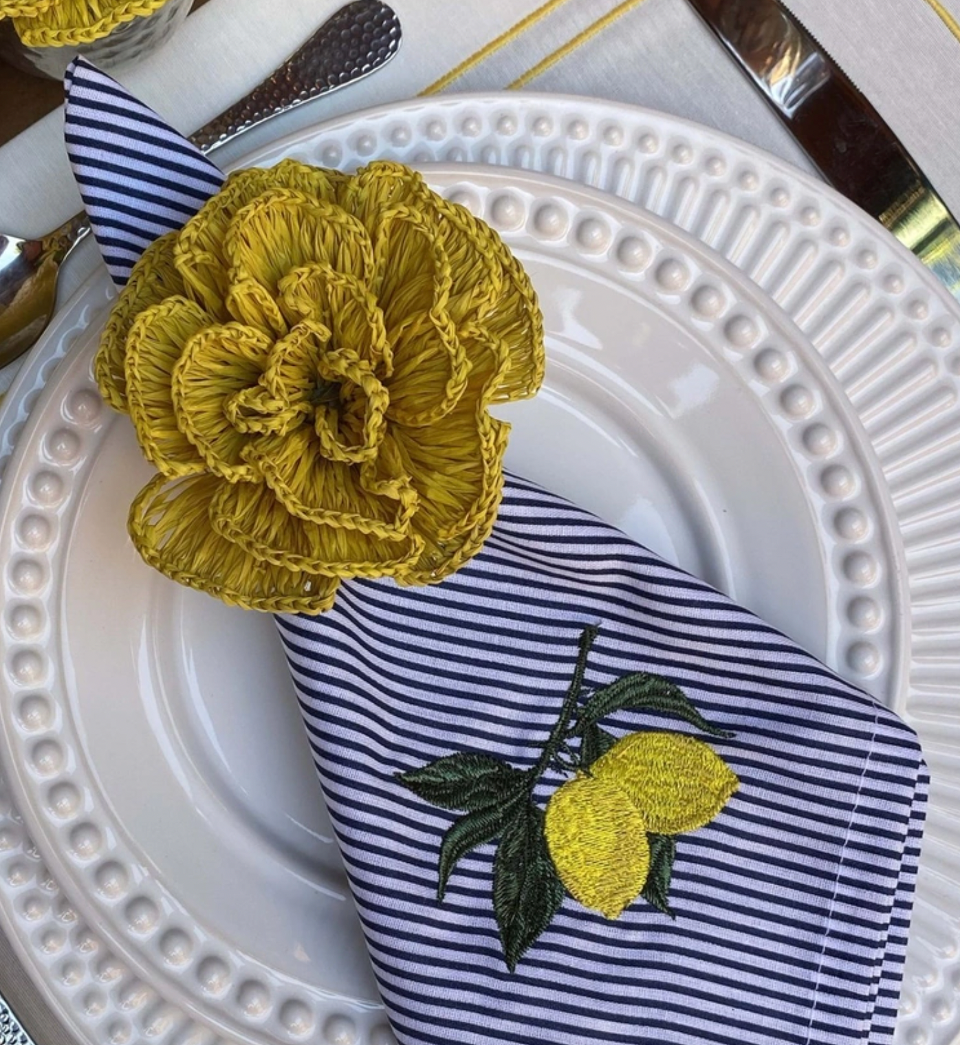 Napkin Ring Flower Yellow