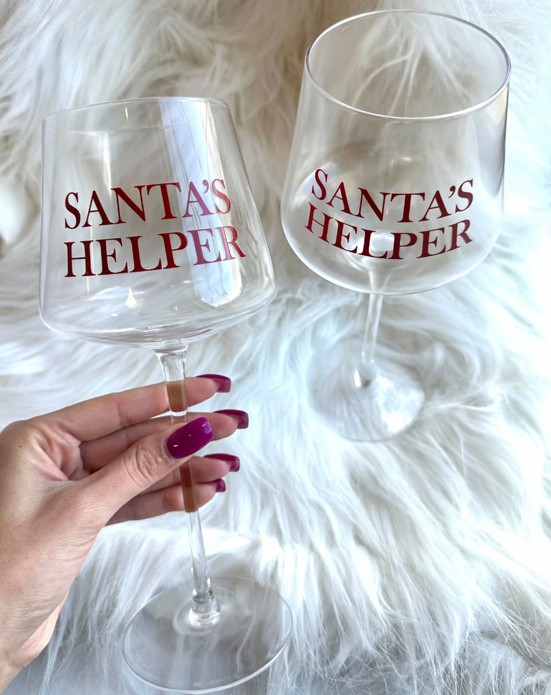 Wine Glass Santas Helper