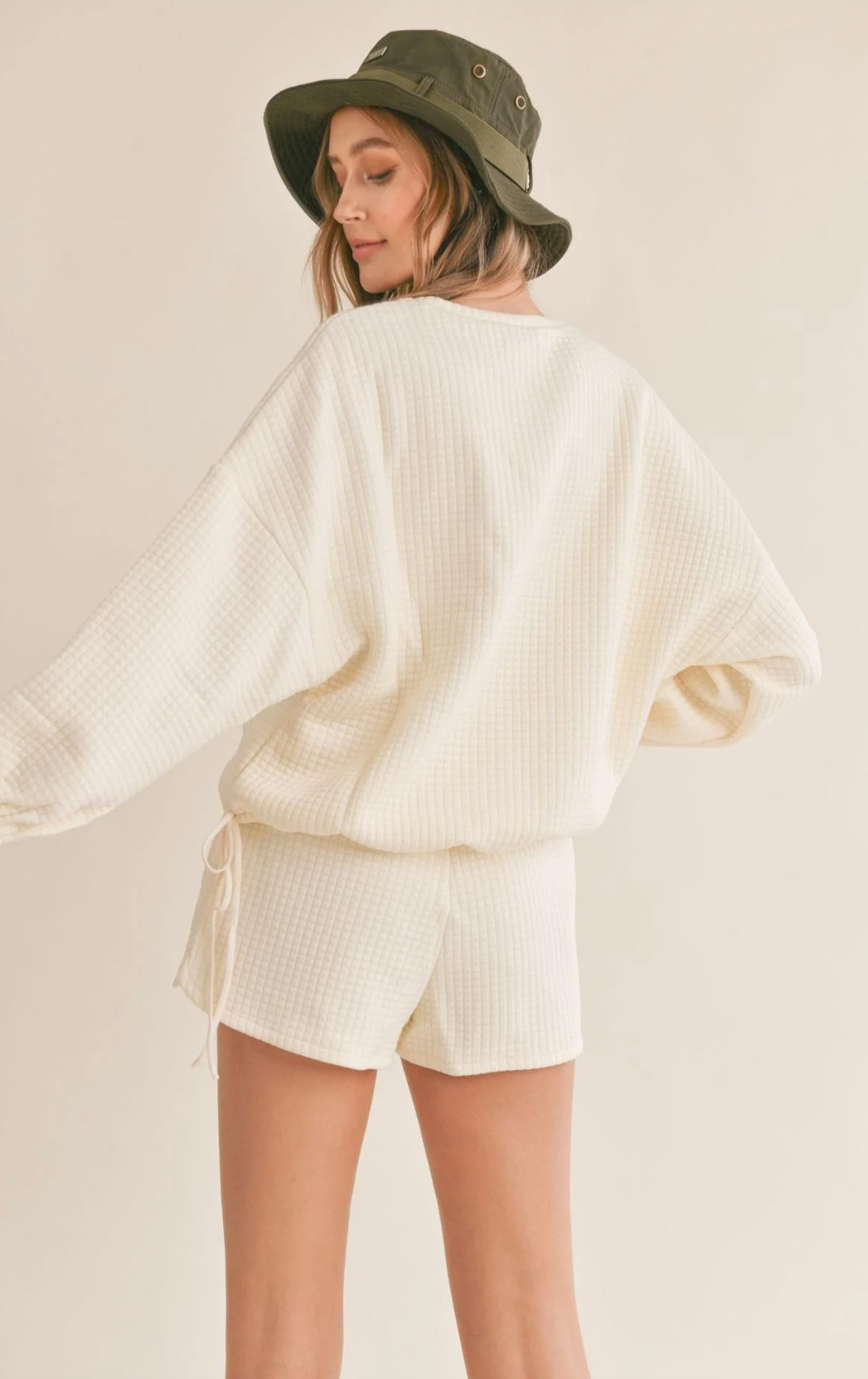 Terry Sidetie Pullover Ivory