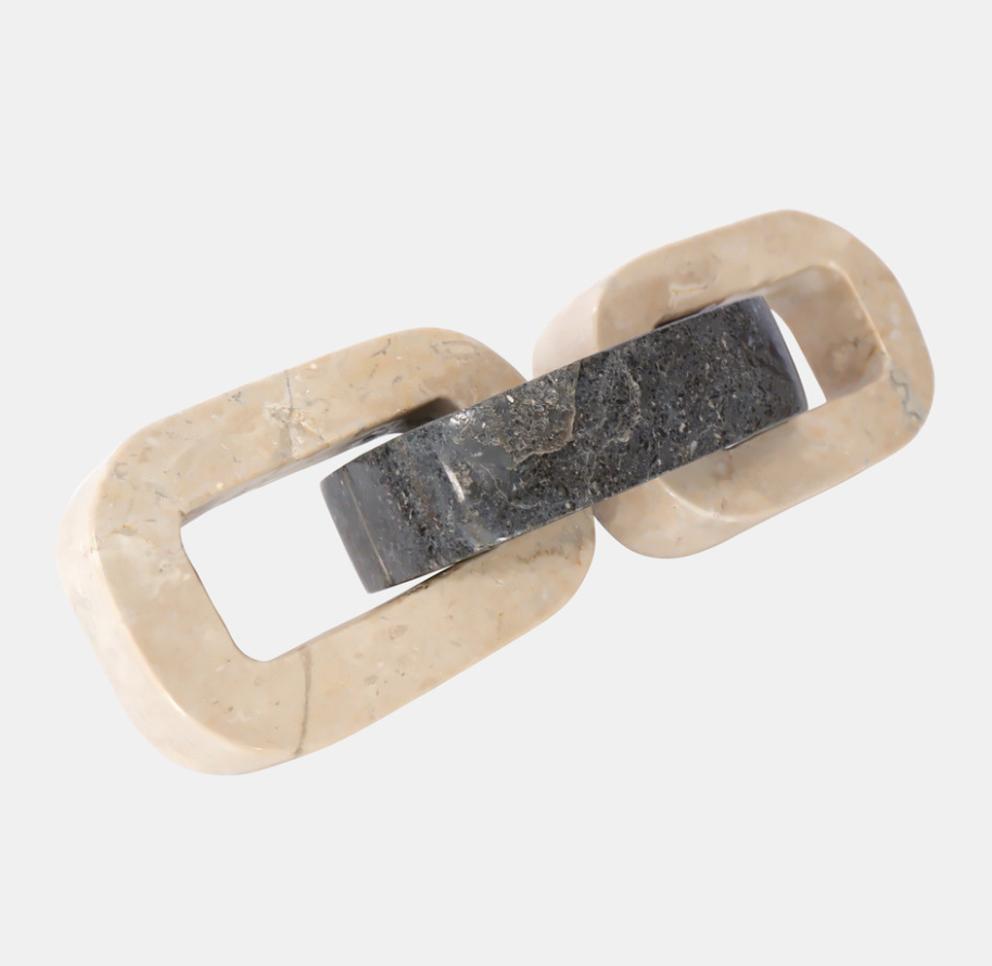 Marble 3 Linked Chain Dk GraY ivory
