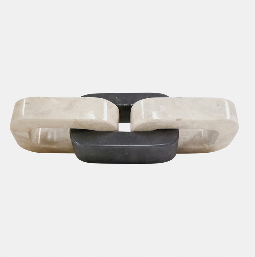 Marble 3 Linked Chain Dk GraY ivory