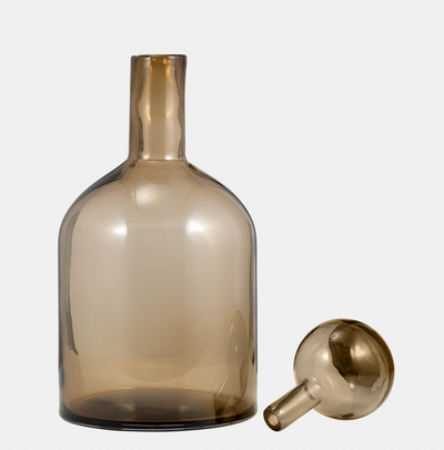 Glass Bottle W/ Stopper Taupe Small