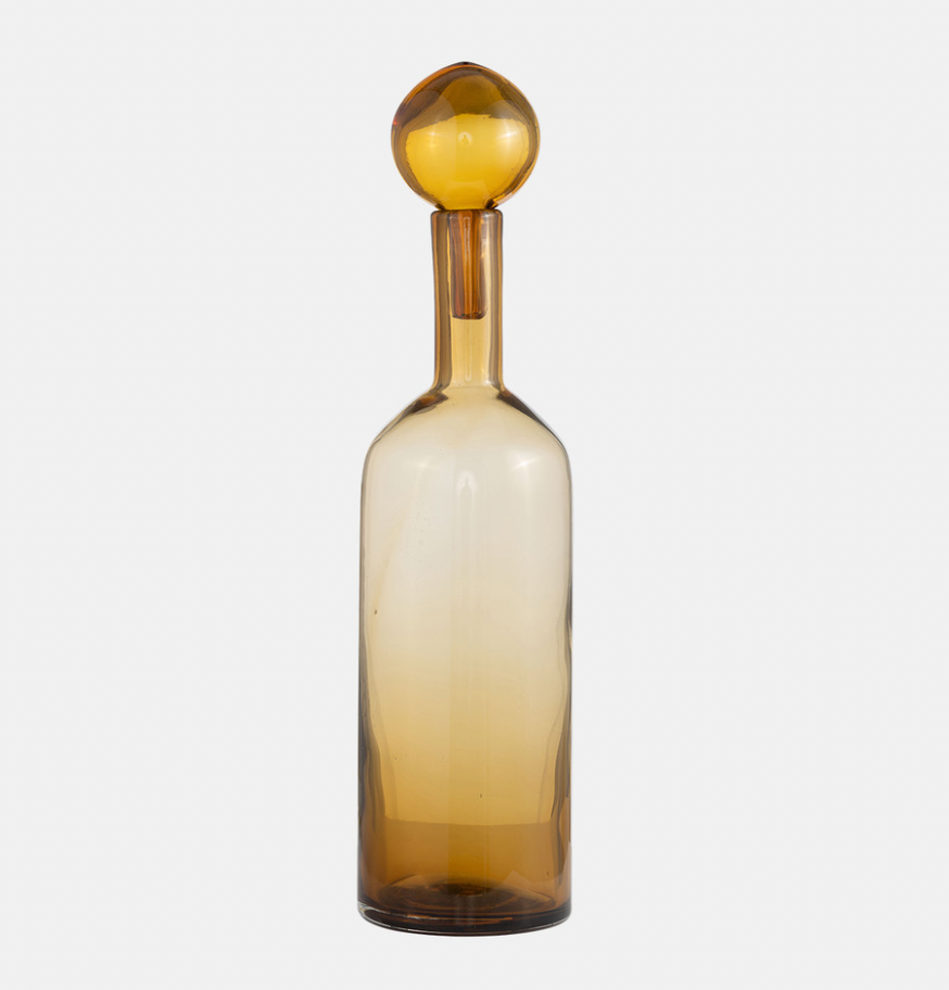 Glass Bottle W/ Stopper Amber