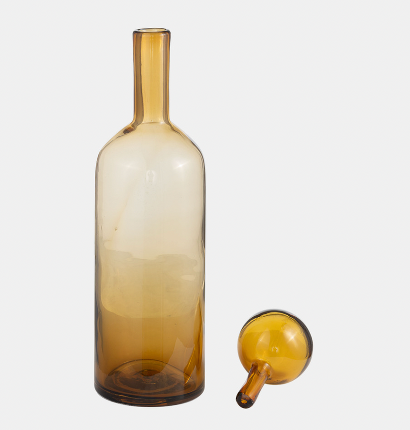 Glass Bottle W/ Stopper Amber
