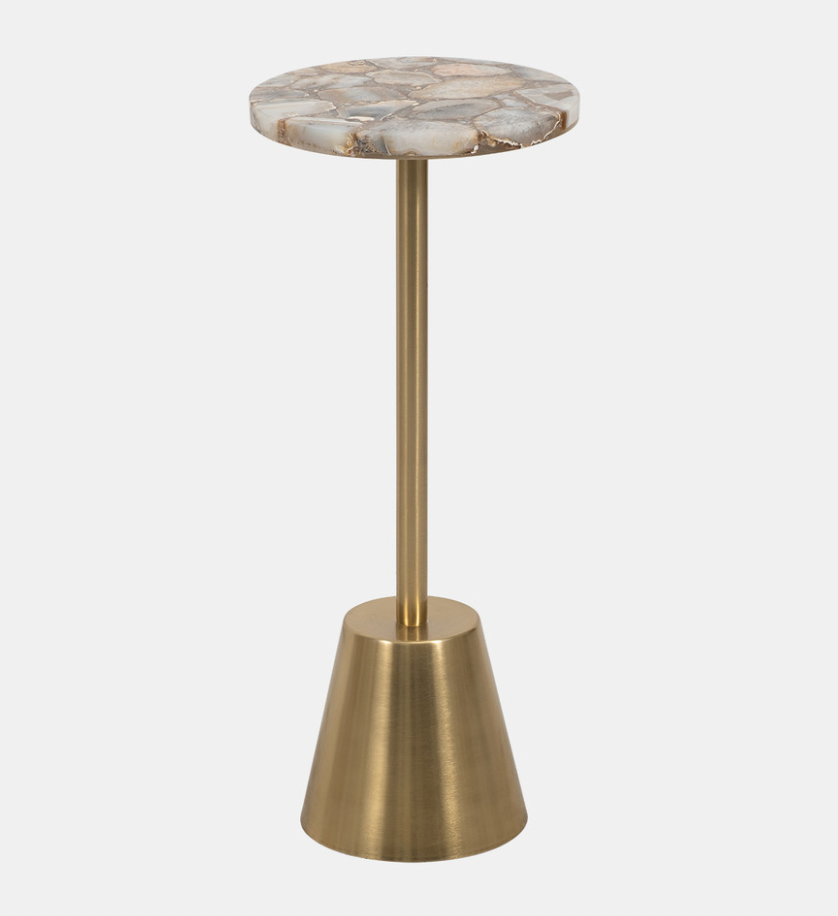 Agate Top Polished Edge Accent Table Gold