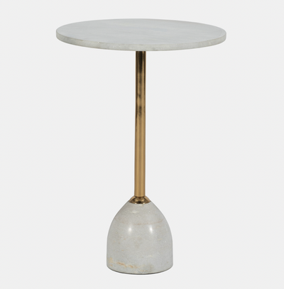 Marble Metal Side Table White Gold