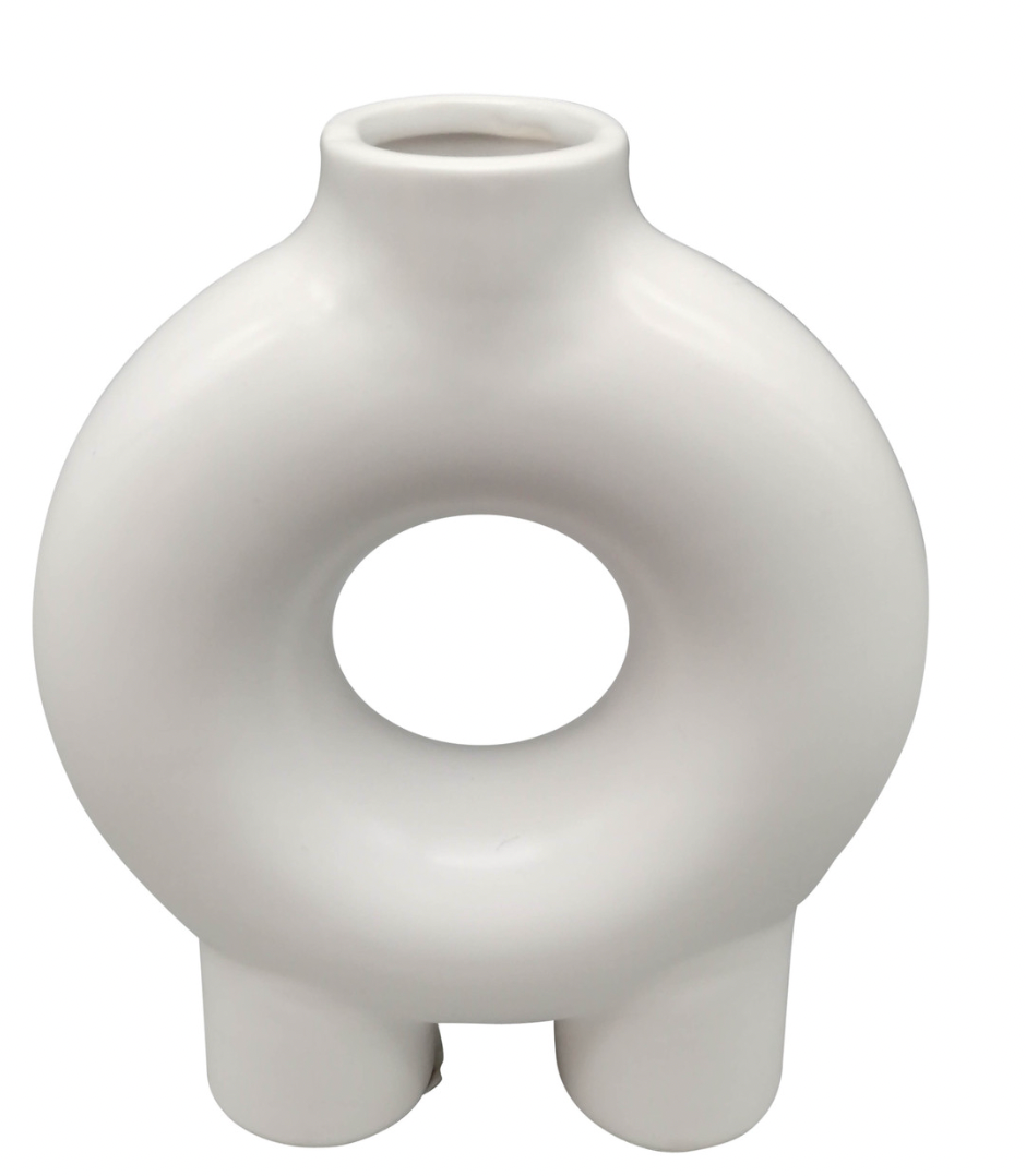 White Donut Footed Vase