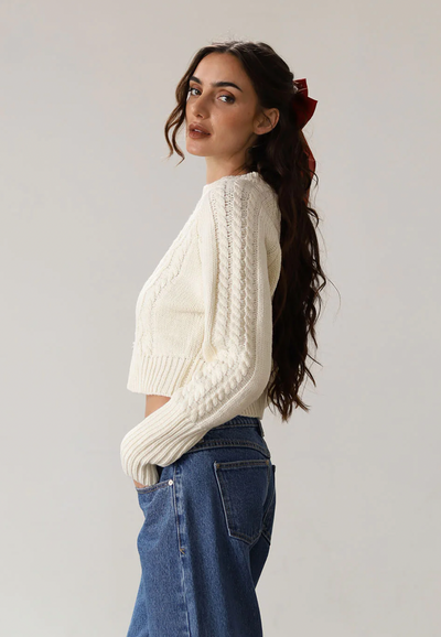 Heart Cut Out Sweater Ivory