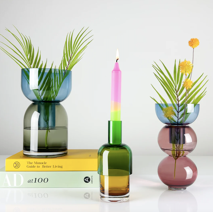 Candle Holder Blue Cherry