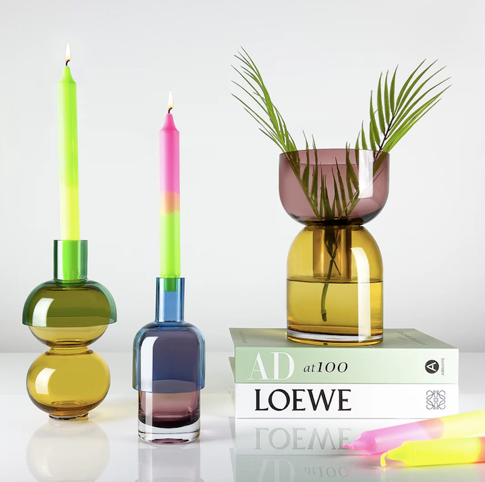 Candle Holder Blue Cherry