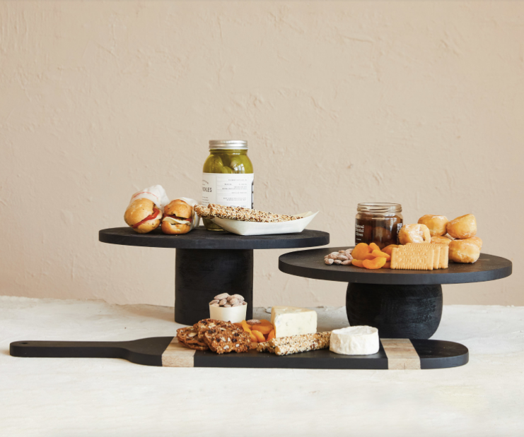 Mango Wood Pedestal Black