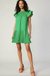 Double Flutter Mini Dress Green