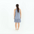 Checkered Neck Tie Mini Dress Sax Blue