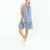 Checkered Neck Tie Mini Dress Sax Blue