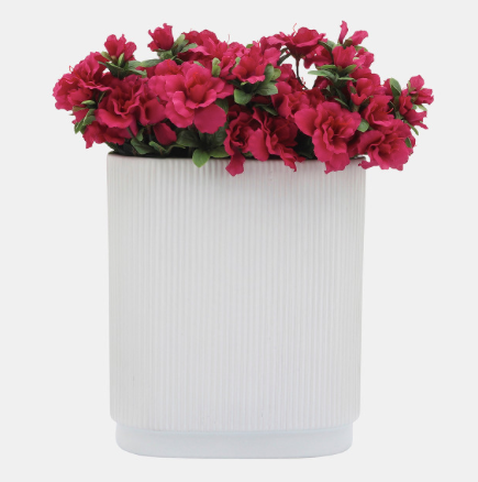 Cer 12 H Ridged Vase White