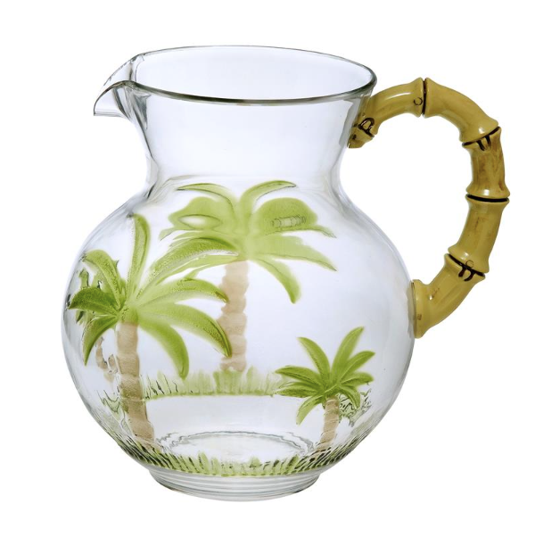 Palm Tree Pitcher with Bamboo Handle