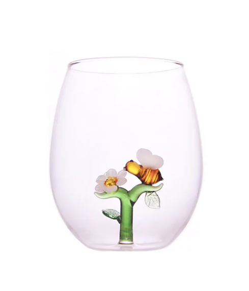 Glass Bontanical Stemless Wine Bee