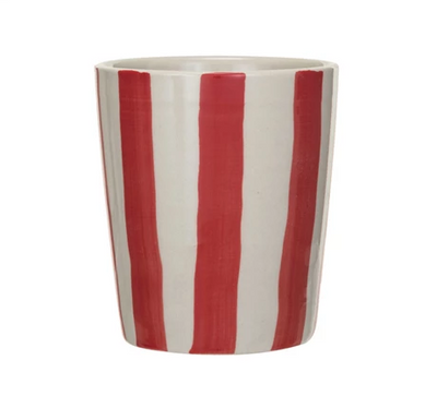 Stoneware Cup w Stripes Blue