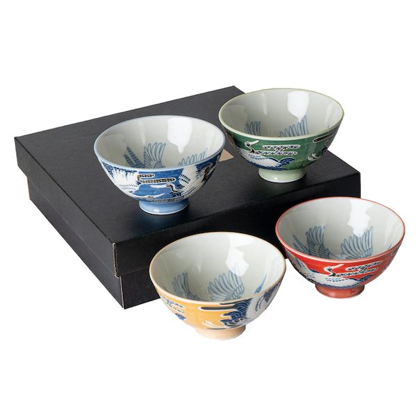 Rice Bowl Japanese Crane Set
