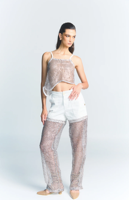 Zeteki Pant White Spearkle